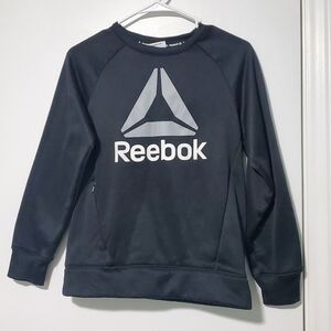 Reebok Kids Size 10/12 Unisex Fleece Black Sweatshirt with One Zip Pocket